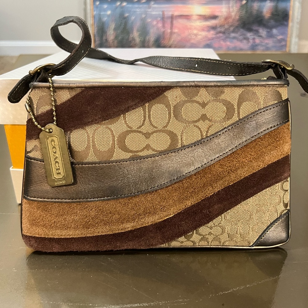Coach Stripe Suede Handbag - 6255 - Retro